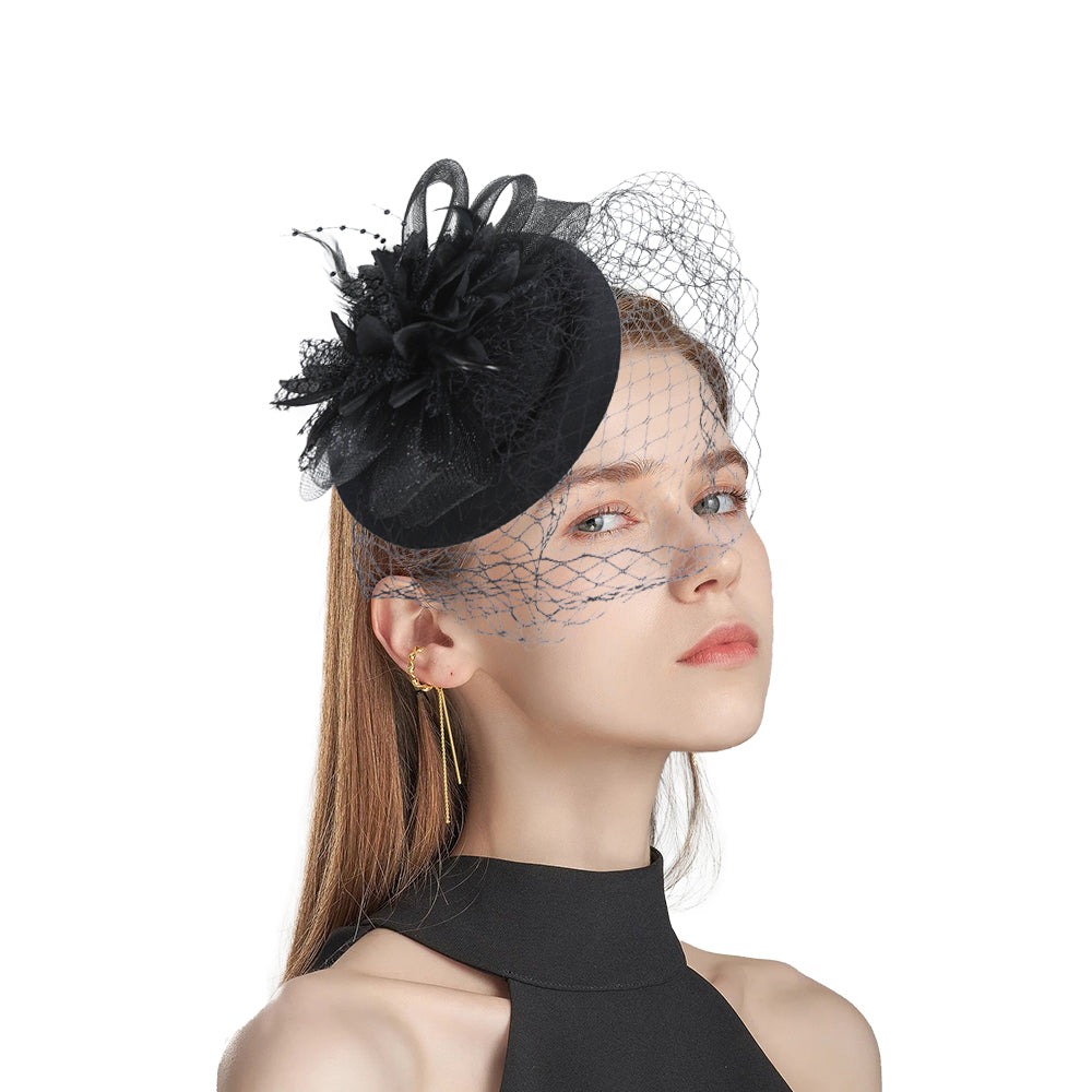 Black Handmade Fascinator Hats for Weddings & Tea Party