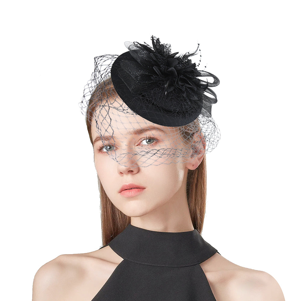 Black Handmade Fascinator Hats for Weddings & Tea Party