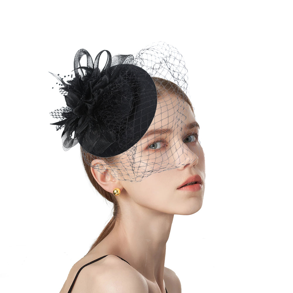 Black Handmade Fascinator Hats for Weddings & Tea Party