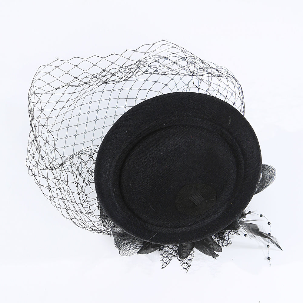 Black Handmade Fascinator Hats for Weddings & Tea Party