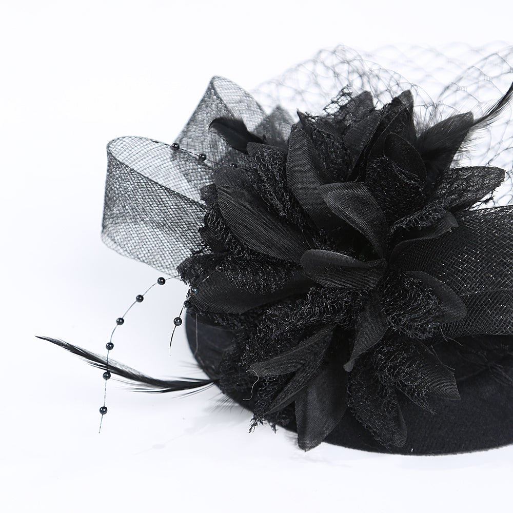 Black Handmade Fascinator Hats for Weddings & Tea Party